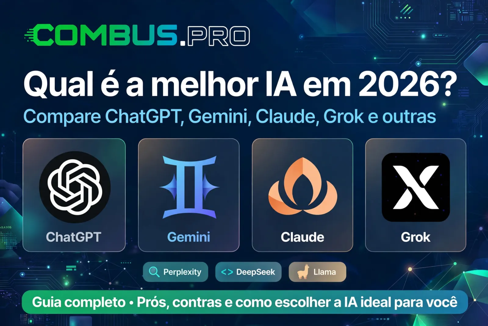 Qual é a melhor IA em 2026? Compare ChatGPT, Gemini, Claude, Grok e outras